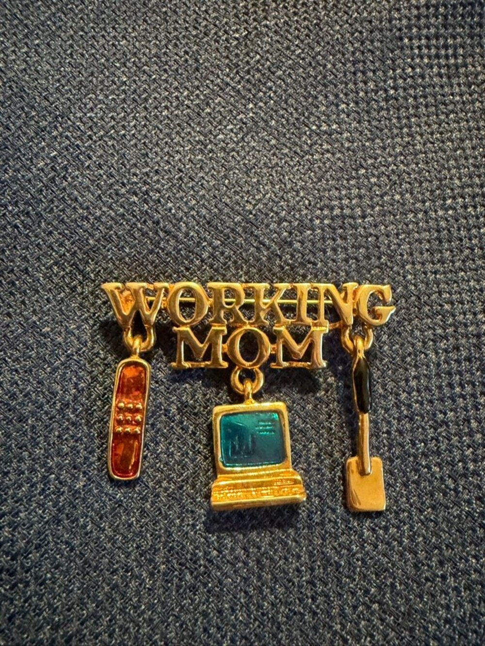 Vintage! REN "Working Mom" Enamel Gold Tone Charms (Computer, Bandage, Spatula)